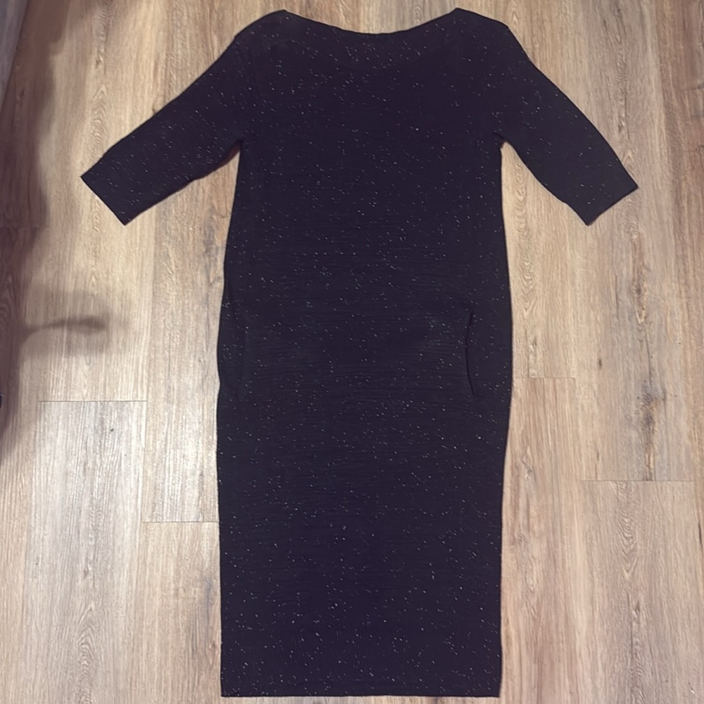 Lou & Grey Sweater Maxi Dress Black Grey White Size M LIKE NEW
